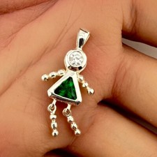Vintage 925 Sterling Silver Birthstone Baby Pendant Charm Pendant 2.3g 