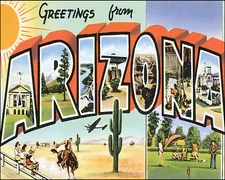 POSTER GREETINGS FROM ARIZONA SUN DESERT USA TRAVEL VINTAGE REPRO FREE S/H