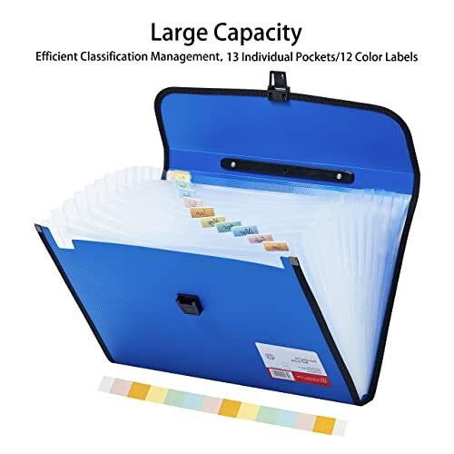 13 Pocket Accordian File Organizer Expanding Folder w/ Handle & Buckle ...