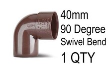 1 x 40mm Solvent Weld Waste 92.5 Degree Swivel Bend Brown Pipe 90 Drain Elbow