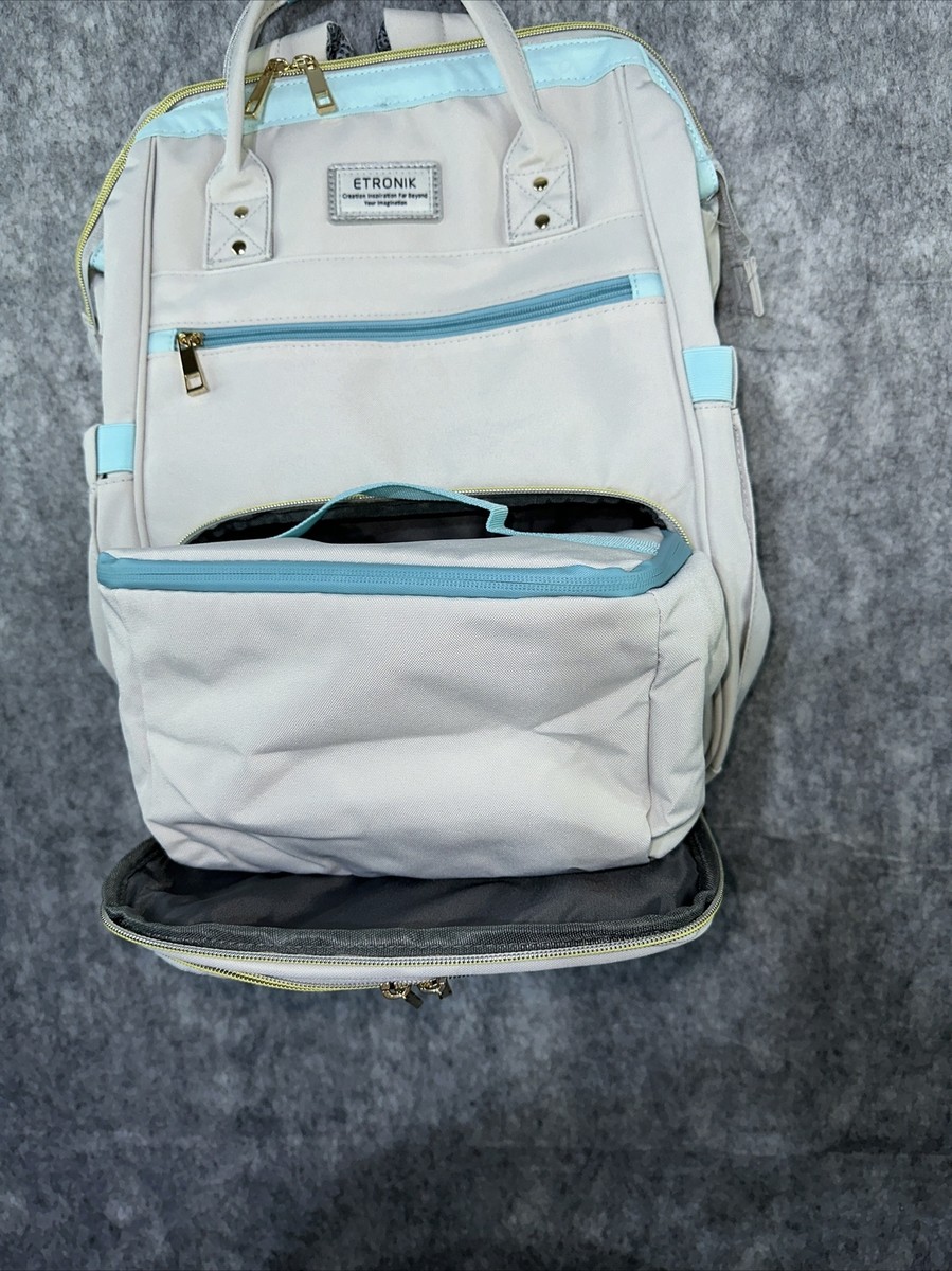 ETRONIK  Light Gray and Blue Women\'s Lunch Backpack Laptop Amazon.com: ETRONIK Lunch Backpack, 15.6 Inch Laptop  main image 2