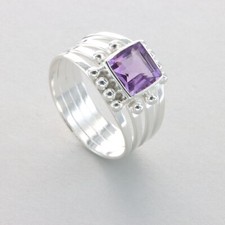Square / Rectangle AMETHYST Ring - Multiple Sizes - 925 STERLING SILVER 9e