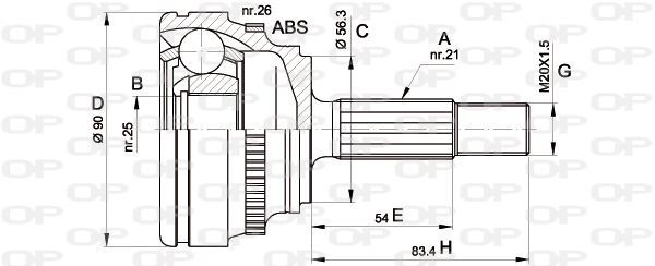 Tête de cardan de transmission de rechange pour Clio 1.9 D et 1.8 Rsi