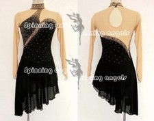 Girl Competition Figure skating Dress Ice Skating Dress Costume Sparkle black