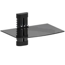 GLASS SHELF WALL MOUNT UNDER TV CABLE BOX COMPONENT DVR DVD BRACKET 