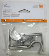 Kenney Adjustable Curtain Rod Brackets Satin Nickel Adjustable Projection 2 Pack