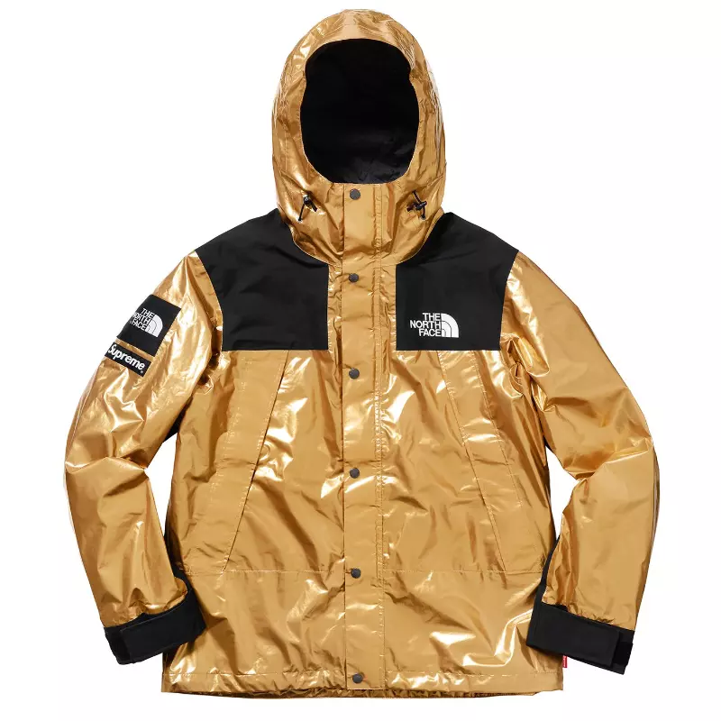 NWT Supreme The North Face Gold Metallic Mountain Jacket Men's M SS18  AUTHENTIC