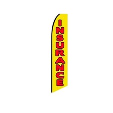 Insurance Yellow Swooper Flutter Feather Flag  3ft W x 11.5ft Tall