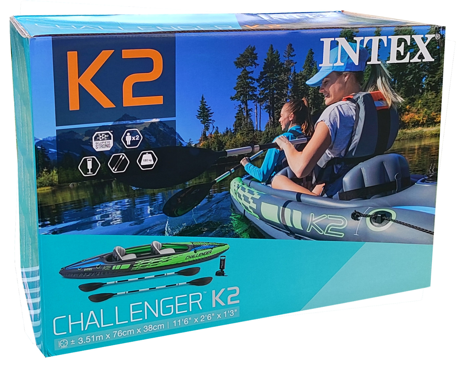 Intex 68306 Challenger K2 barco bote inflable bote de pesca kayak NUEVO EMBALAJE ORIGINAL