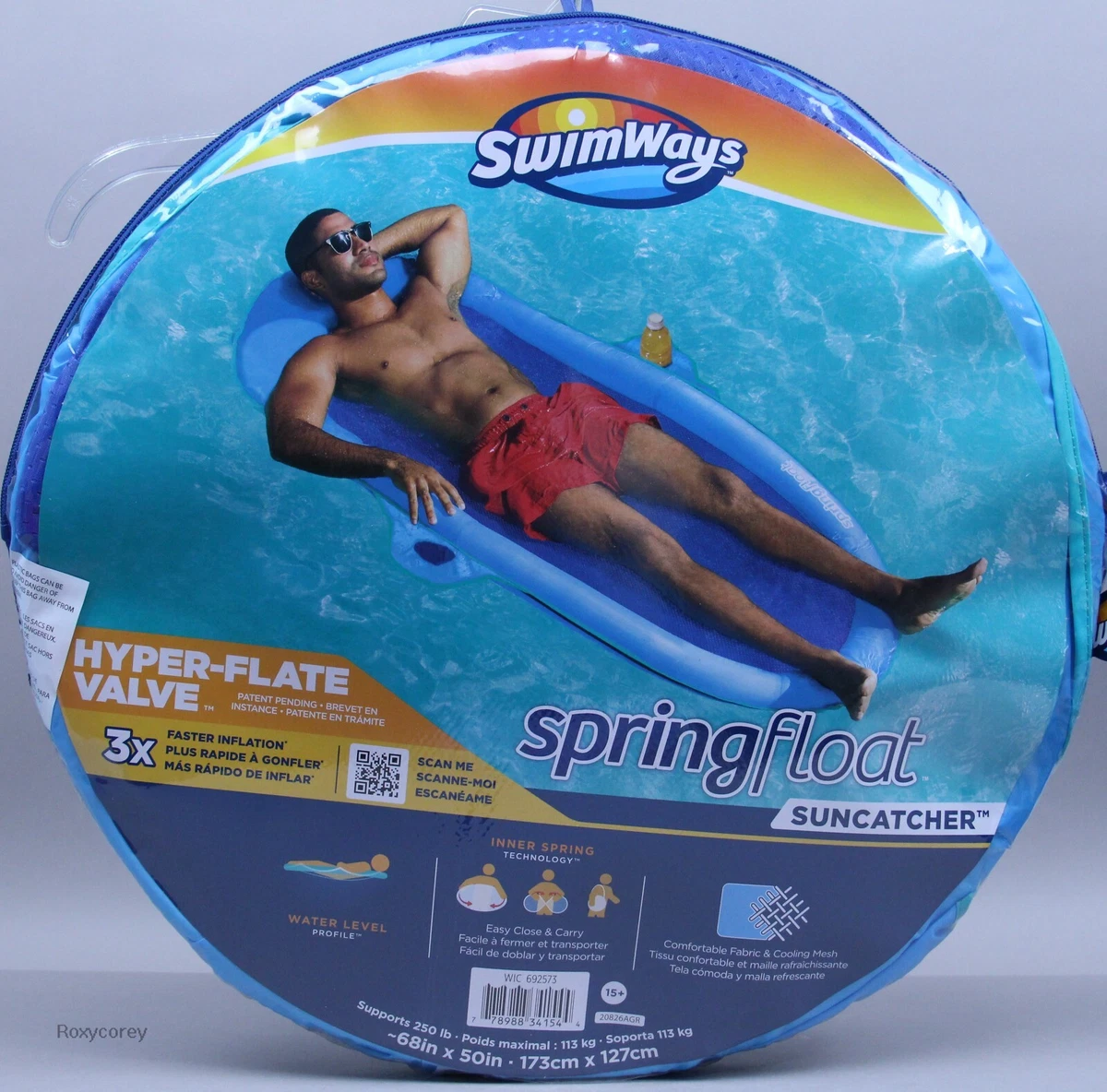 SwimWays Adult Blue Spring Float Fabric Covered inflation Ages 15+