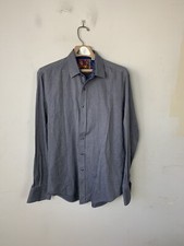 Robert Graham Mens Dress Shirt Medium Blue Preppy Contrast Flip Cuff Office