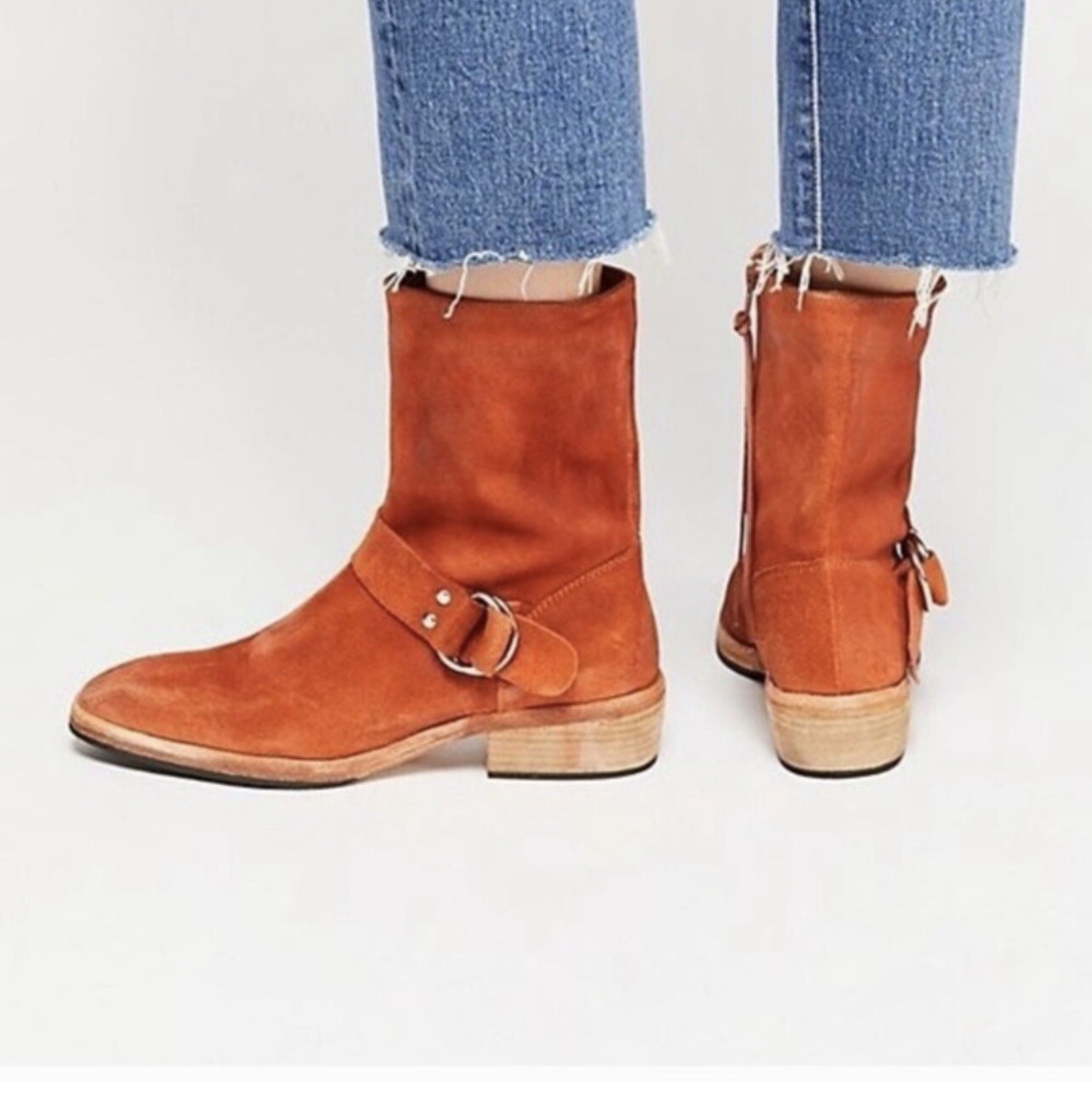 FREE PEOPLE ORANGE SUEDE ANKLE BOOT 
