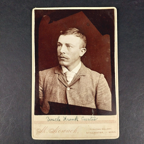 Antique 1890's Cabinet Card Photograph Photo of Frank Curtis by M. Nowack MN