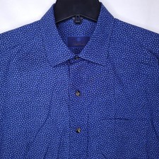 David Donahue Shirt Mens Large Blue Printed Cotton