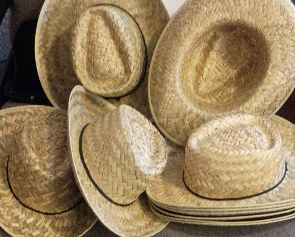 Lote De 10 Paja Adulto Granero Baile Vaquero Sombrero Western Rodeo Disfraz Foto 2 de 2