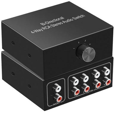 RCA Audio Switch 4 In 1 4 Out Stereo Splitter Schalter Box