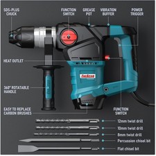 Powerful 12.5A Rotary Hammer Drill Bundle