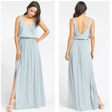 Show Me Your Mumu Kendall Maxi Dress Silver Sage Crisp Large NWT Wedding Prom