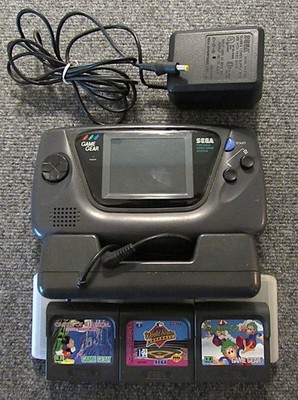 Sega Game Gear Console for Parts / Repair - Rare Nuby Battery Pack, AC, 3 Games