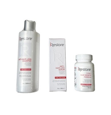iRestore Anti-Hair Loss Shampoo Serum Tablets 3-In-1 Hair Growth Formula Kit NEW