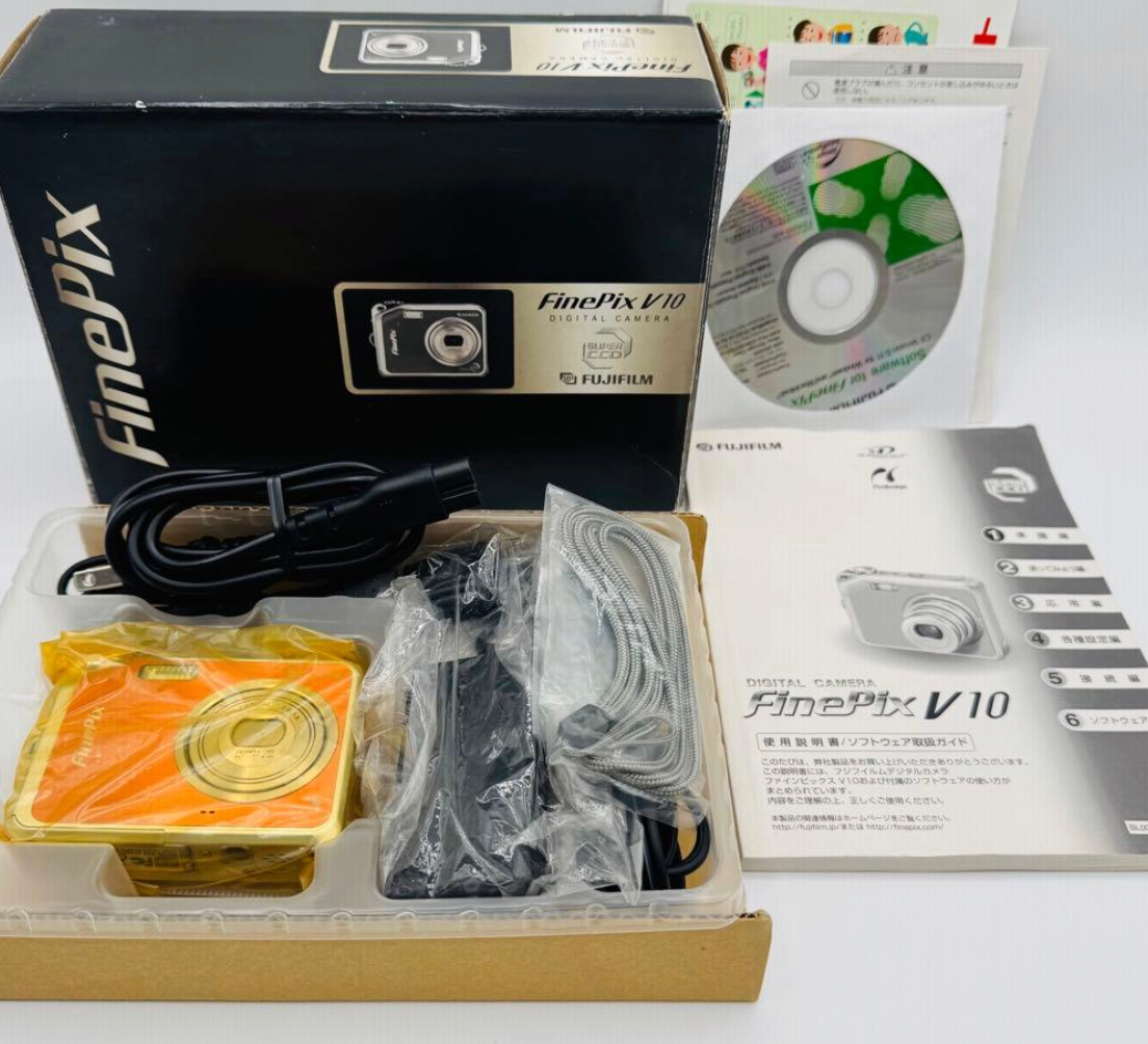 🎦【Tested】FujiFilm FinePix V10 Orange Digital Camera English OK