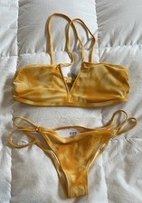 Victoria  s Secret PINK Matching Bikini Set Yellow Gold Size Small Swimsuit