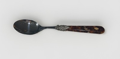 Eme   Silver Napoleon Serving Soup Spoon Tortoise Shell Handle vintage  
