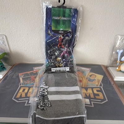 Bioworld Power Rangers Men s Crew Socks Striped Gray/White/Black One Size