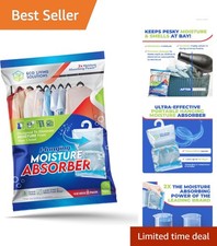 Fragrance Free Moisture Absorber Packets for Closets - 2 Hanging Bags