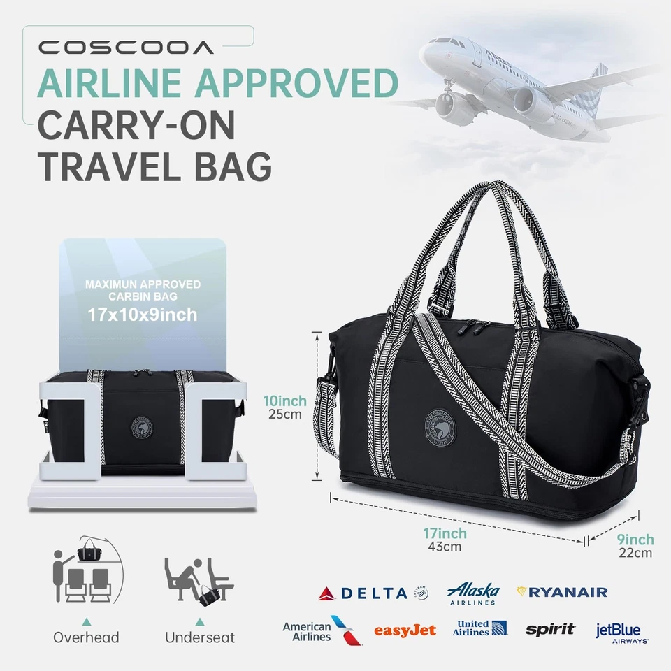 Bolsa de artículos personales 9x10x17, bolsa de mano expandible 20-30L fin de semana para pasar la noche, uni... Foto 3 de 4