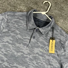 NoBull Polo Shirt Mens XL Extra Large Blue Camo Short Sleeve Performance New