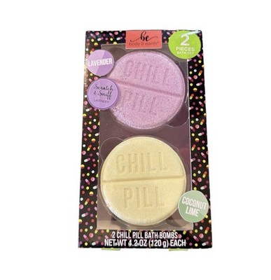 New Be Body & Earth 2 Chill Pill Bath Bombs Lavender Coconut Lime