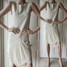 Angelo Tarlazzi Vintage 70's Ivory White Knit Sleeveless Midi Dress