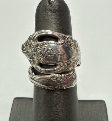 Oneida STERLING FLORAL ROSE WICKELLÖFFEL VINTAGE RINGGRÖSSE 5 & 6,0 g