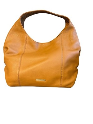 Vince Camuto Leather Hobo Bag Tan With Tassels And Snap Closure