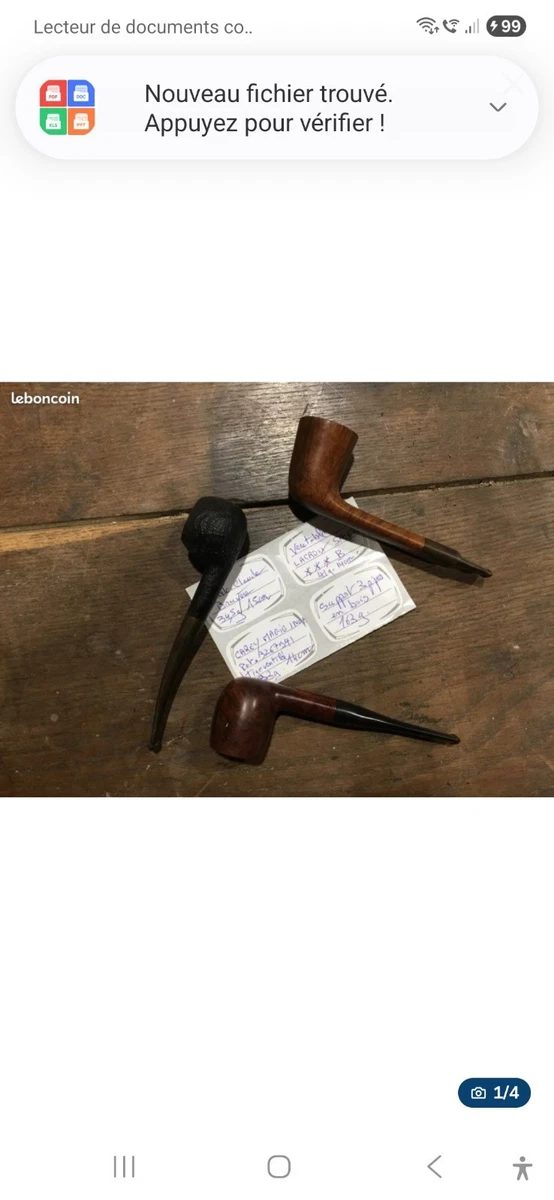 Présentoir à Pipes Vintage Avec Boîte à Tabac Et 6 Pipes En Bois