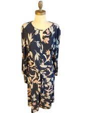 Ralph Lauren Size 14 STRETCH Print Vneck 3/4 Sleeve Dress NWT $145