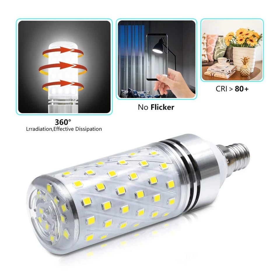 Super Bright E12 LED Corn Bulbs, 16W 1500LM Bulbs, Daylight White 6000K Light... - Image 3 of 4
