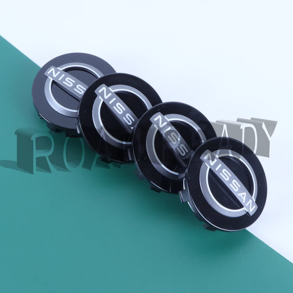 Set of 4 54mm Glossy Black For A-ltima R-ogue P-athfinder Wheel Center Hub Caps Foto 2 de 4