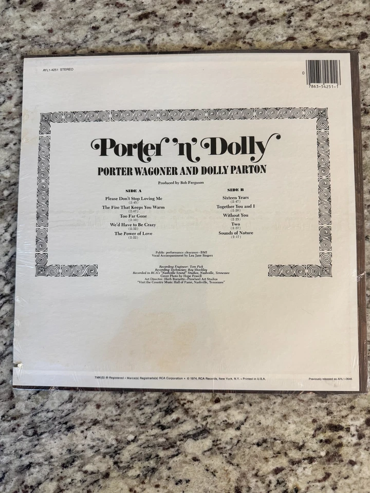 Porter Wagoner & Dolly Parton - Porter & Dolly OG Vinyl LP, AYL1 4251, SEALED - Image 2 of 2