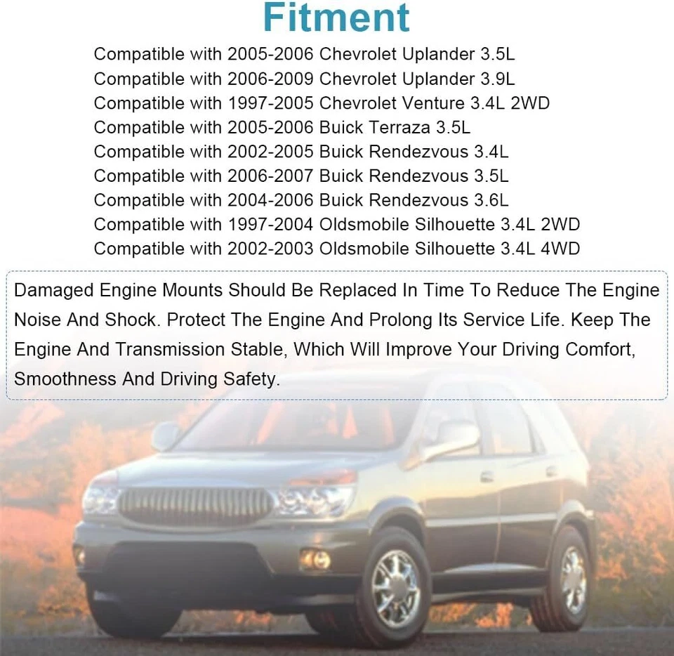 Juego de montaje de soporte y puntal de par 4 piezas para Chevrolet Venture 1997-2005 3,4 L Foto 2 de 4