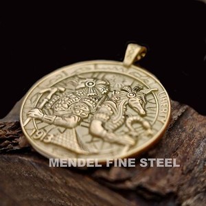 Authentic MENDEL Mens Gold Plated Egyptian Hip Hop Anubis Pendant Necklace