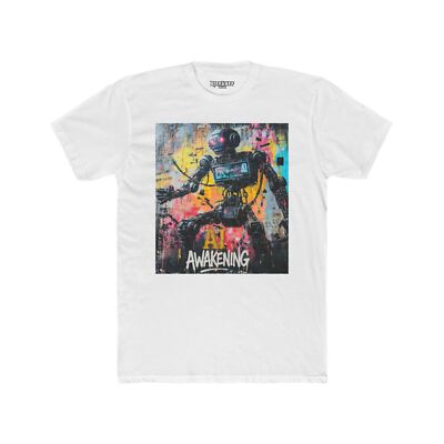 AI Awakening Unisex Cotton Crew Tee - Futuristic Art T-Shirt - Riff Raff Wear