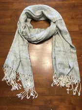 Women's Unbranded Rectangular Fringed Scarf Grays