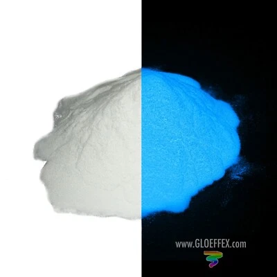 GLO EFFEX Blue Glow in the Dark Powder - 1/2 oz - No UV Light Needed!