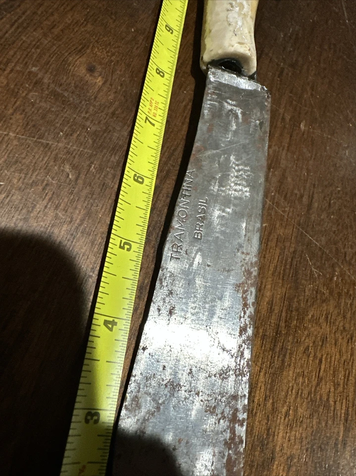 Cuchillo hecho a mano de colección Tramontina Brasil 13” hoja fija general 8” mango ciervo Foto 2 de 4
