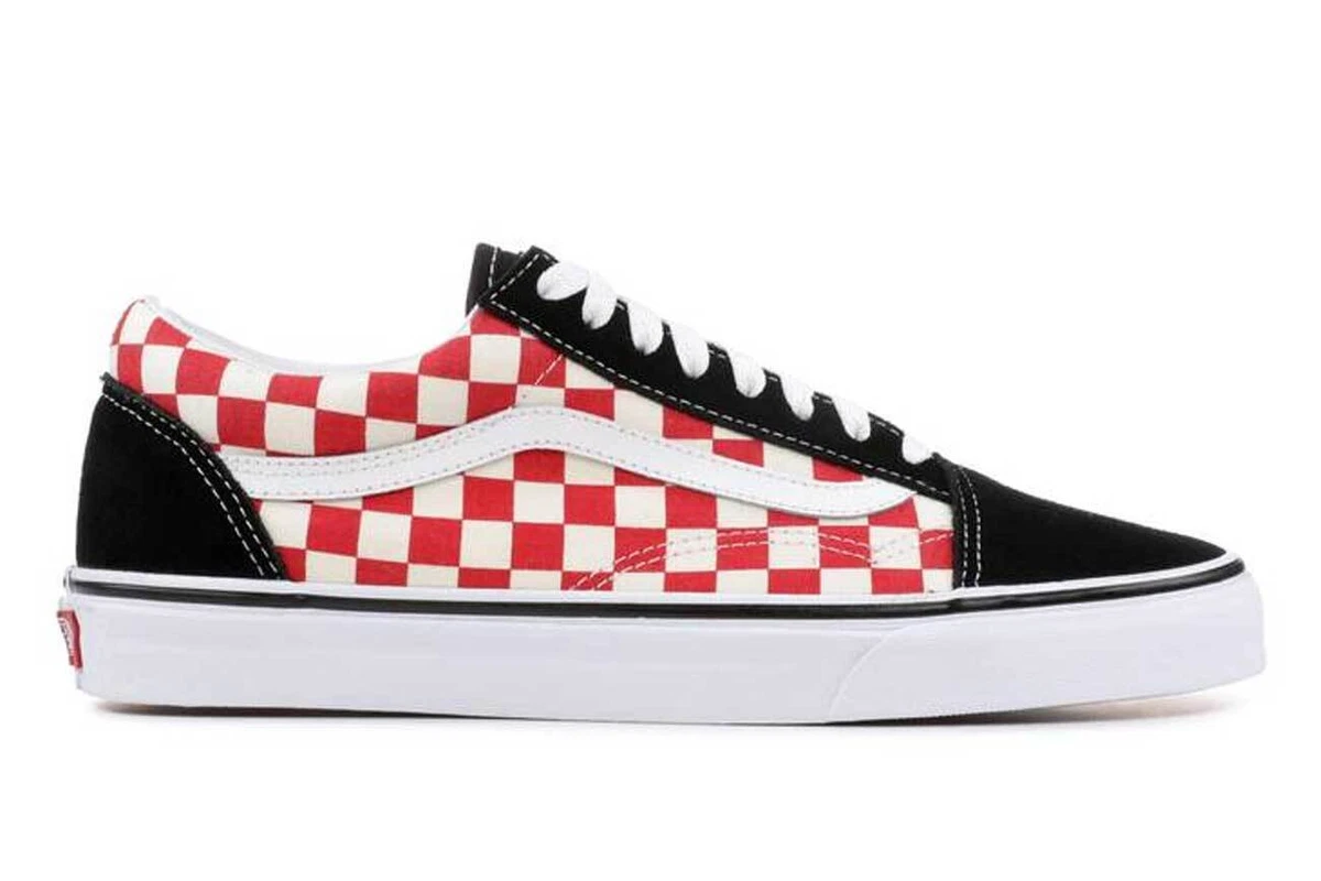 Checkerboard vans hotsell old skool red