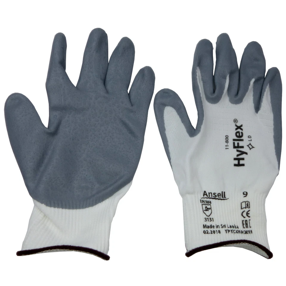 5/24/36 Paar Ansell HyFlex 11-800 Gr.9 EN388 Schutzhandschuhe-Montagehandschuhe