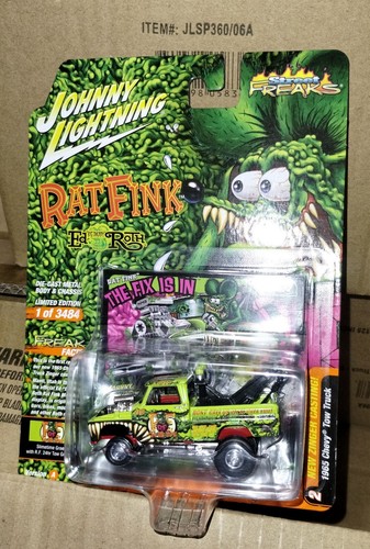 Johnny Lightning RAT FINK 1965 Chevrolet Pickup Tow Truck (Zingers) Bright green - Picture 3 of 4