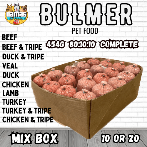 BULMER RAW Frozen Dog Food 10 or 20 454g 80/10/10 Complete MIX or PICK